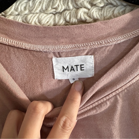 MATE THE LABEL blush pink short sleeve crewneck pocket mini t-shirt dress S - Picture 7 of 12